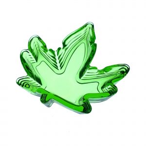 Green Translucent Hemp Leaf Glass Ash Tray